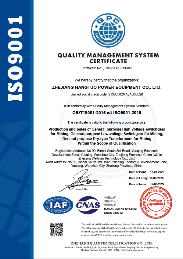 質(zhì)量管理體系證書(shū)-EN